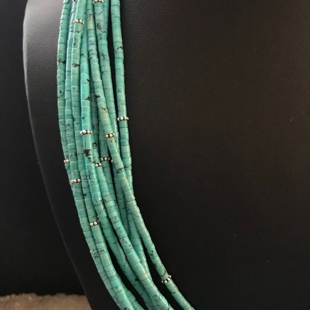 Sterlingsilver Multi Strand Turquoise Beadnecklace - image 4